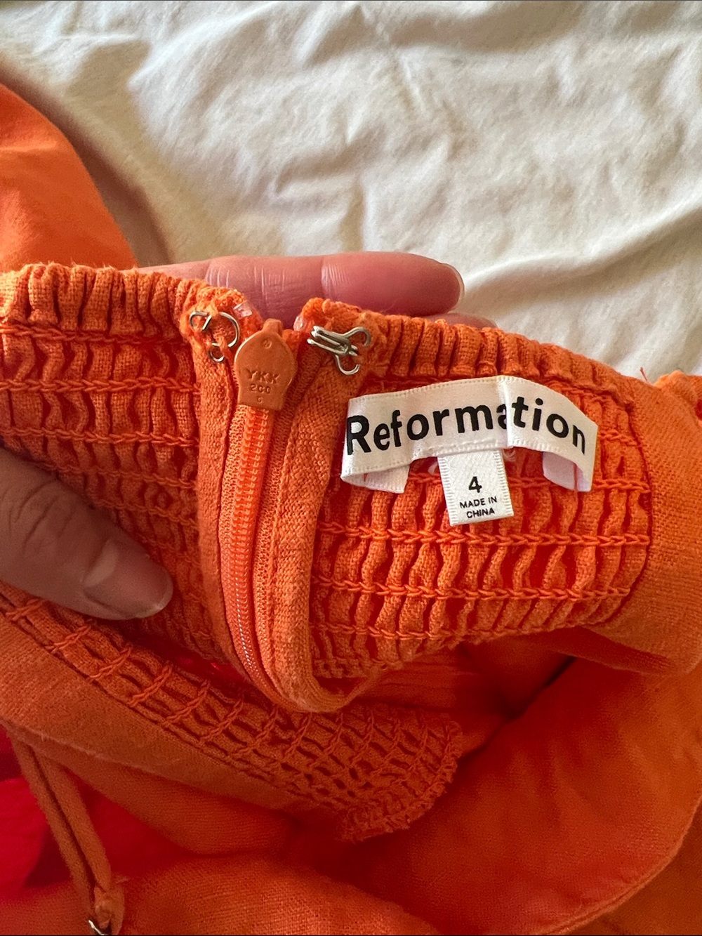 Reformation Frankie Linen Dress in Citrus - Size 4 - Picture 10 of 11